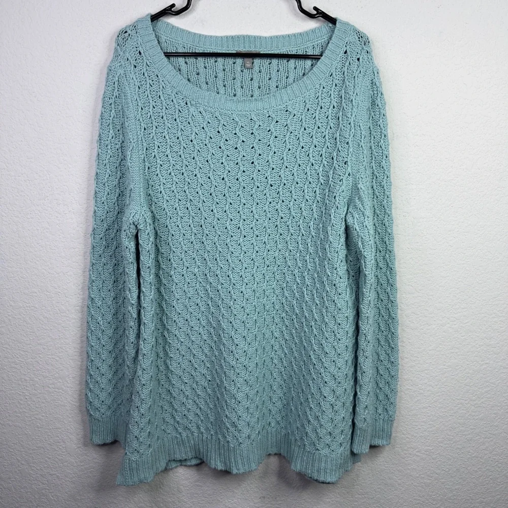 Talbots Sweater Women XL Blue Wool Blend Cable Knit‎ Cottagecore Preppy Coastal